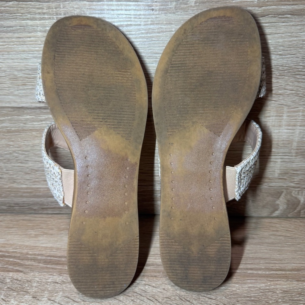 Steve Madden Beige Woven Dual Strap Slides Sandals Tan Size 8.5 Slip On Shoes - Picture 10 of 10